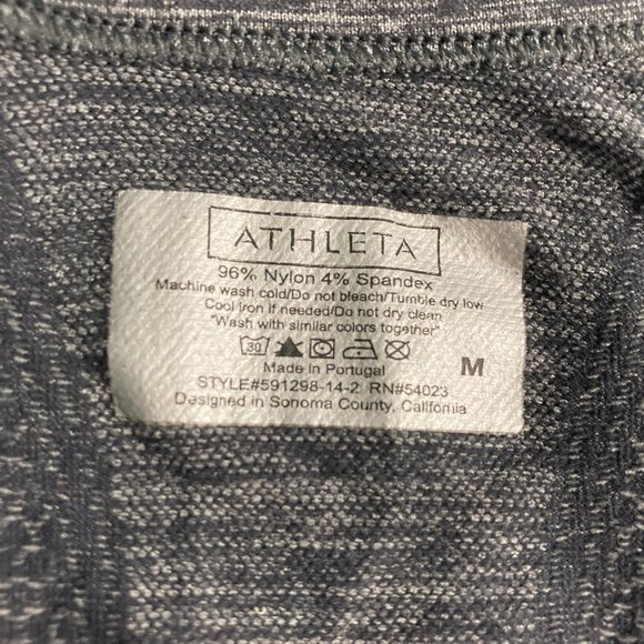 Athleta Finish Fast Racerback Tank Top Heather Gray Ruched sides Logo Athletic M - Picture 8 of 10